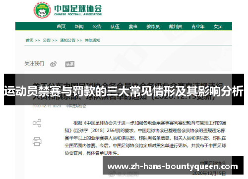 运动员禁赛与罚款的三大常见情形及其影响分析 运动员禁赛与罚款的三大常见情形及其影响分析